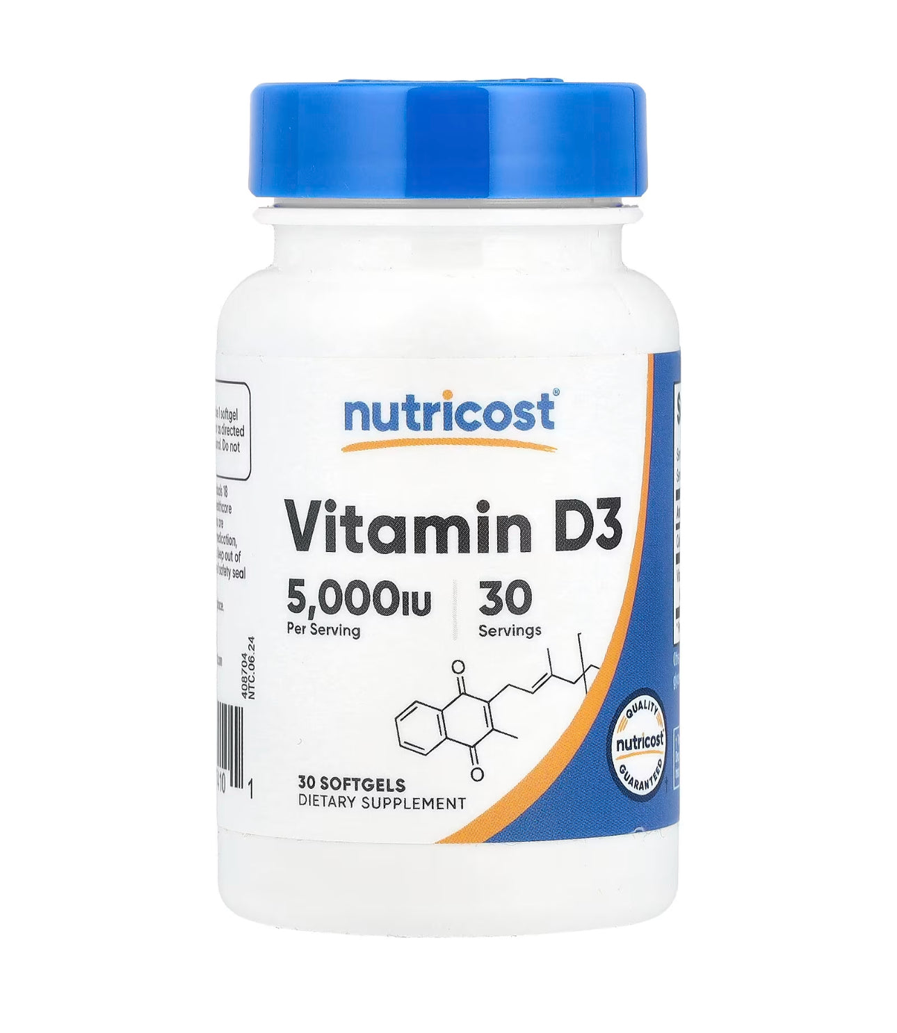 Nutricost Vitamin D3 5000iu (125mcg) | Supports Immune, Bone and Hormonal Health | 30 Softgels; Exp 07/2027