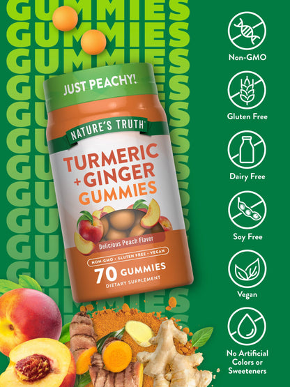 Nature's Truth Turmeric Curcumin + Ginger Gummies - 70 Vegan Gummies Exp 10/2025