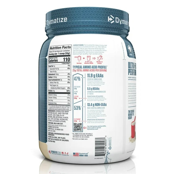 Dymatize ISO100® Hydrolyzed, 100% Whey Protein Isolate | 25g of Protein, 5.5g BCAAs, 2.6g Leucine | Utra-Fast Absorbing Performance Protein | Gourmet Vanilla Flavor~25.7 oz (730 g); Exp 05/2026