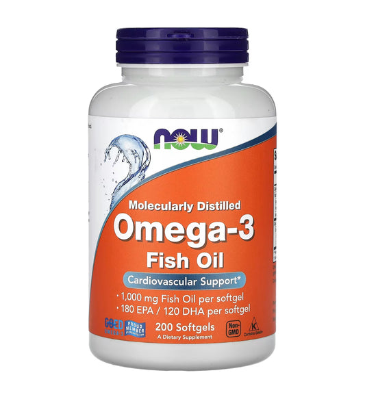 NOW Fish Oil Omega-3 180 EPA / 120 DHA | 1000 mg per Softgel | 200 Softgels; Exp 10/2027