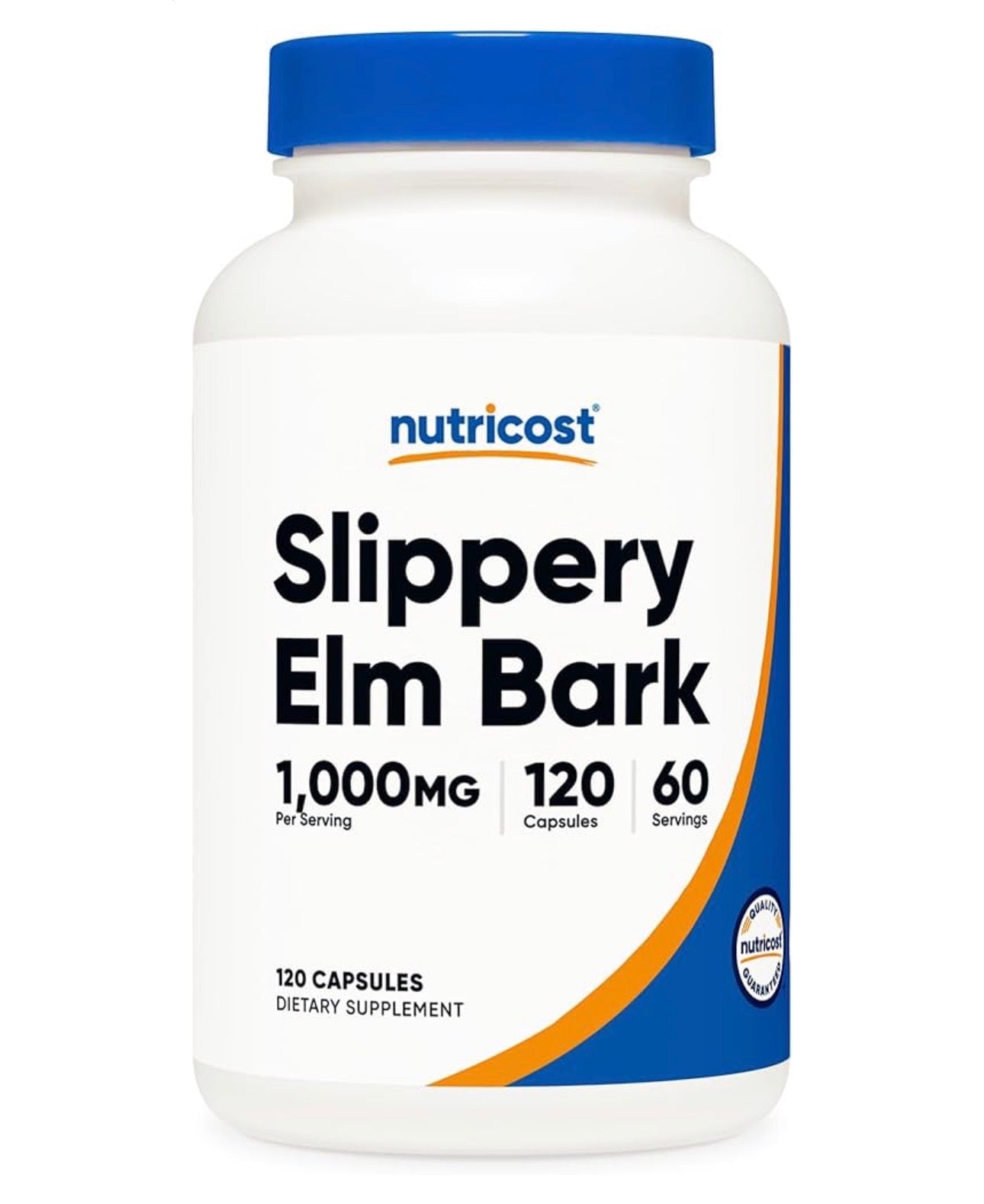 Nutricost Slippery Elm Bark 1000mg | Helps Coat and Sooth Irritated Mucosa of the Gastrointestinal Tract | Helpful in GERD, Stomach Ulcers & Gastric Erosions | 120 Capsules; Exp 07/2028