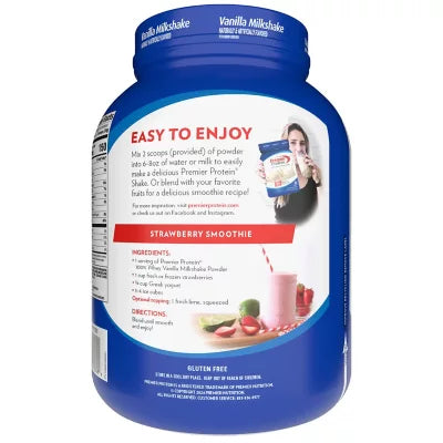 Premier Protein 100% Whey Protein Powder | 35 Day Supply | 30g Protein | Value Size | Vanilla Milkshake ~ 48.3oz/1370g/3LB; Exp 12/2026