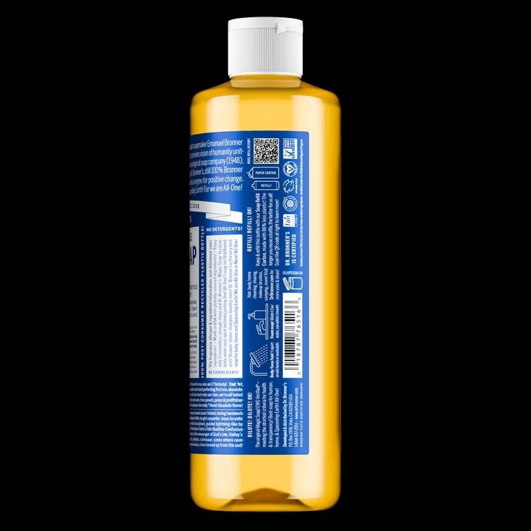 Dr. Bronner's Magic Soap, Peppermint, Pure-Castile Body Wash Liquid Soap | 16oz/473ml