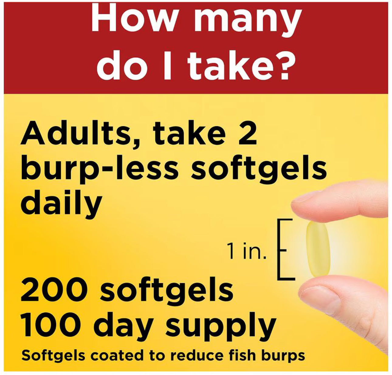 Nature Made Burp-Less Fish Oil 1000 mg | 1000mg per Softgel | Omega 3 Fish Oil for Healthy Heart Support | 100 - 200 Day Supply | 200 Softgels; 06/2026