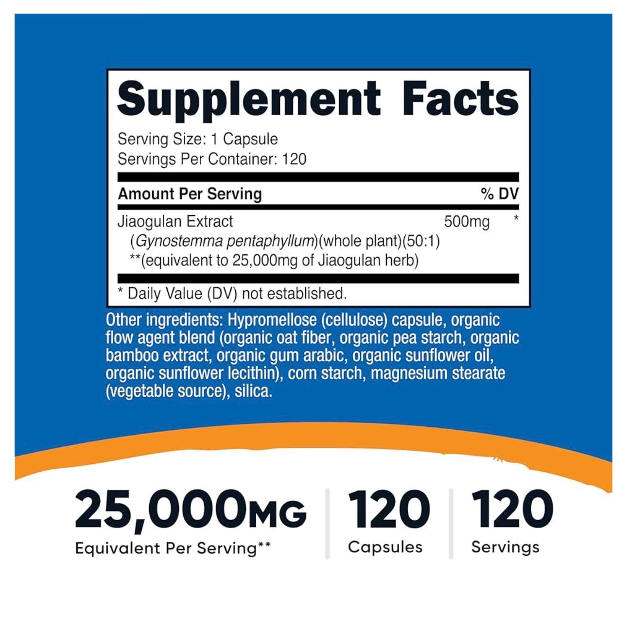 Nutricost Jiaogulan Extract 25,000mg | Southern Ginseng | Stress Support | Vital Energy Adaptogen | 120 Capsules; 08/2028