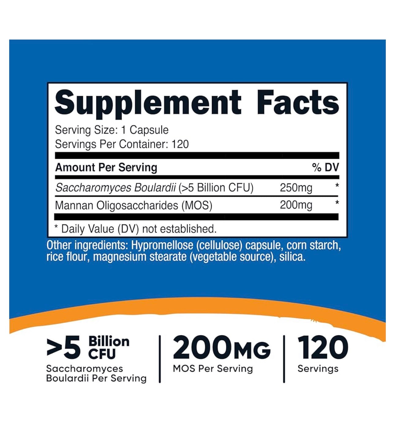 Nutricost Saccharomyces Boulardii 5 Billion CFU + MOS | Digestive Probiotic | Promotes  Healthy Gut Flora Balance | Reduces Inflammation Caused by H. pylori |  120 Capsules; Exp 07/2028