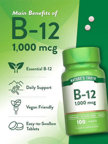 Nature's Truth Vitamin B-12 (Cyanocobalamin) 1000mcg | 100 Tablets Exp 04/2027