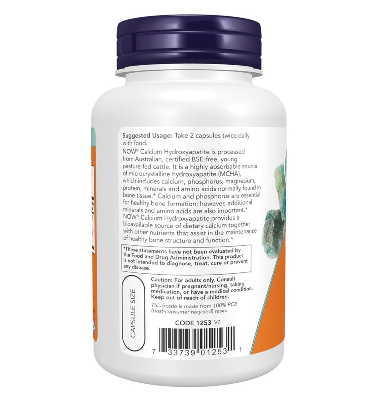 NOW Calcium Hydroxyapatite | Bioavailable Calcium | Supports Bone Health | 120 Capsules; Exp 06/2031