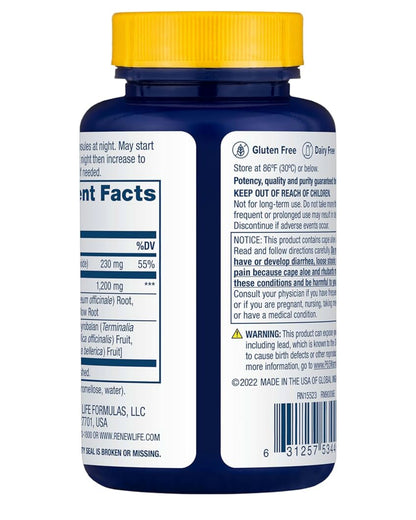 RenewLife Cleanse More | Herbal Formula with Magnesium for Overnight Occasional Constipation Relief | Helps Promote Waste and Toxin Elimination | 60 Capsules; Exp 01/2026
