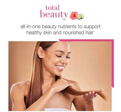 Youtheory Total Beauty Hyaluronic Acid, Collagen Peptides, Keratin & Biotin | 45 Day Supply | with Vitamin B6, Niacinamide, Pantothenic Acid | Supports Healthy Skin & Nourished Hair | 90 Capsules; Exp 10/2025
