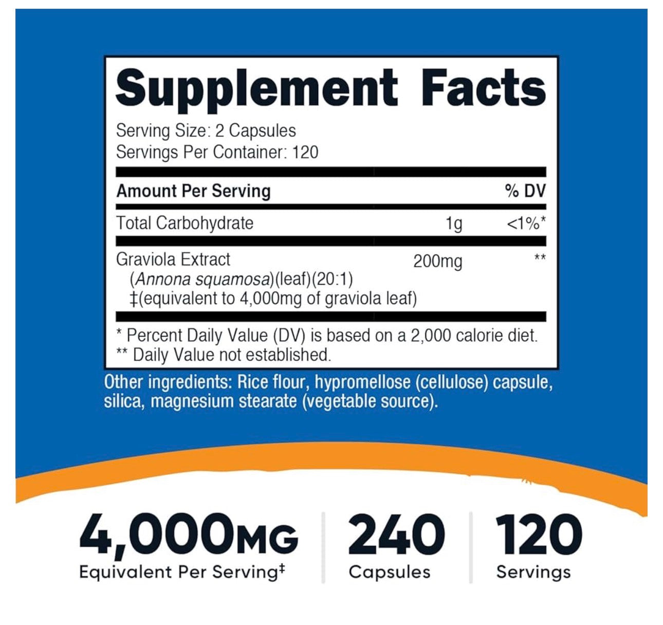 Nutricost Graviola Extract 4000mg | Soursop Leaf Extract | Promotes Healthy Cell Growth & Function
Free Radical Scavenger | 240 Capsules; Exp 02/2029