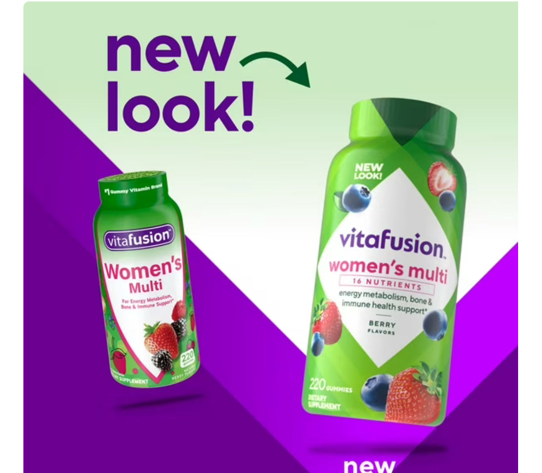 Vitafusion Women’s Multivitamin with Vitamin C & E | For Energy Metabolism, Bone & Immune Support | Delicious Berry Flavor | 220 Gummies; Exp 01/2027