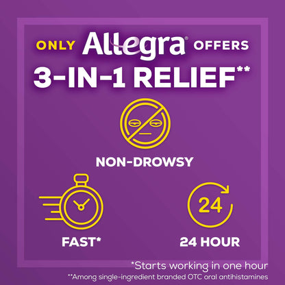 Allegra Adult 24HR Non-Drowsy Antihistamine Fexofenadine HCl tablet 180mg | Fast-Acting Allergy Symptom Relief | 30 Tablets Exp 09/2025