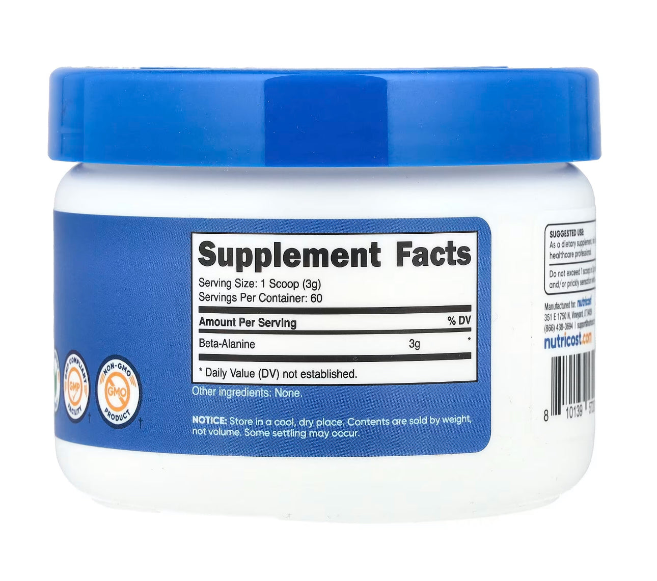 Nutricost Pure Beta Alanine Powder | 3g Per Serving | 60 Day Supply | Pre-Workout Supplement | Aids Lean Mass Gains | Enhances Training Intensity | Delays Muscle Fatigue & Boosts Muscular Endurance | Unflavored ~ 6.4oz/180g, Exp 07/2027