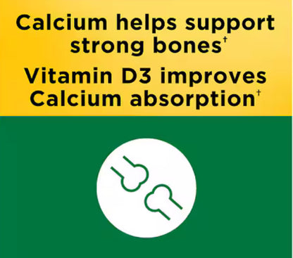 Nature Made Calcium 600mg with Vitamin D3 | Calcium Carbonate 600mg + D3 400iu | Helps Build Strong Bones  | 100 Softgels, Exp 08/2025