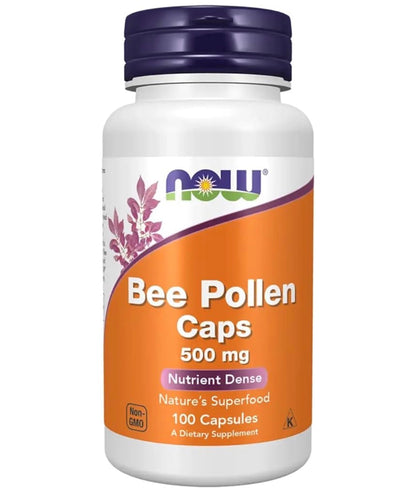 Now Bee Pollen 500mg | Nature’s Nutrient-Rich Superfood | Rich in Vitamins, Amino Acids, Enzymes & More | Optimum Bioavailability | 100 Capsules; Exp 07/2028