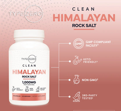 Type-Zero Pink Himalayan Salt | 120 Capsules; Exp 08/2027