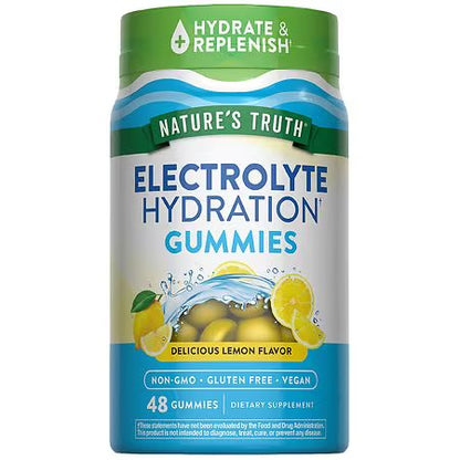 Nature's Truth Electrolyte Hydration Gummies | Hydration Support | Calcium, Magnesium, Potassium | Delicious Lemon Flavor 48 Gummies Exp 12/2025