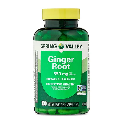 Spring Valley Ginger Root 550 mg | Digestive Health Support | Nausea & Bloating Relief | 100 Capsules; Exp❗️ UNCLEAR 07/2028 👉🏽Check last picture