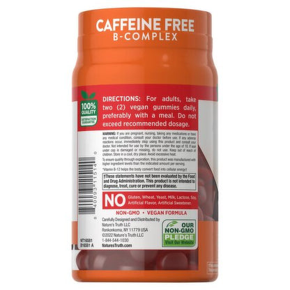 Nature's Truth Vitamin B Complex Gummies | Caffeine-Free B-Complex with B-Vitamins, L-Carnitine & Ashwagandha | 48 Gummies Exp 04/2025