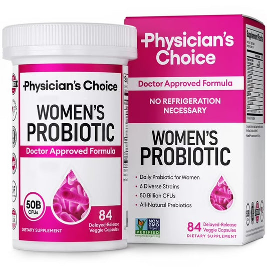 Physician's Choice Women's Probiotic  50 Billion CFU | With D-Mannose & Cranberry | Promotes Vaginal & Urinary Health | Supports Immune & Digestive System | Helps Maintain a Healthy pH Balance | 84 Capsules; Exp 10/2027