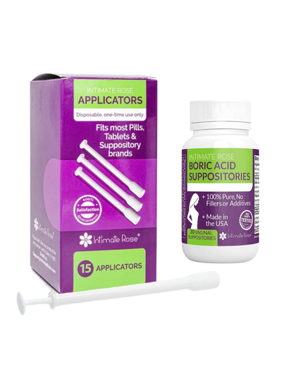 Intimate Rose Boric Balance - Boric Acid Vaginal Suppositories with 15 Applicators | 30 Suppositories; Exp 01/2029