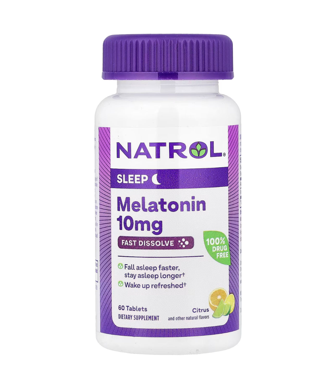 Natrol Fast Dissolve Melatonin 10mg | Nighttime Sleep Aid for Adults | 100-Day Supply | Citrus Flavor, 60 Tablets, Exp 10/2026