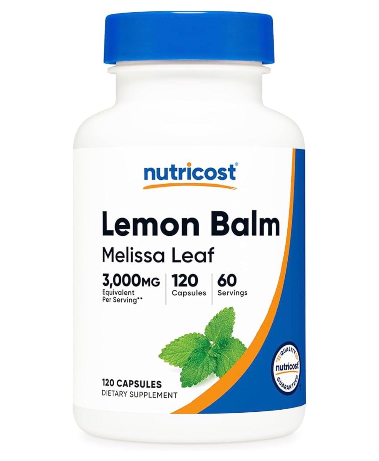 Nutricost Lemon Balm Extract 3,000mg | Melissa Leaf | Promotes Sleep & Enhances Relaxation | 120 Capsules; Exp 09/2028