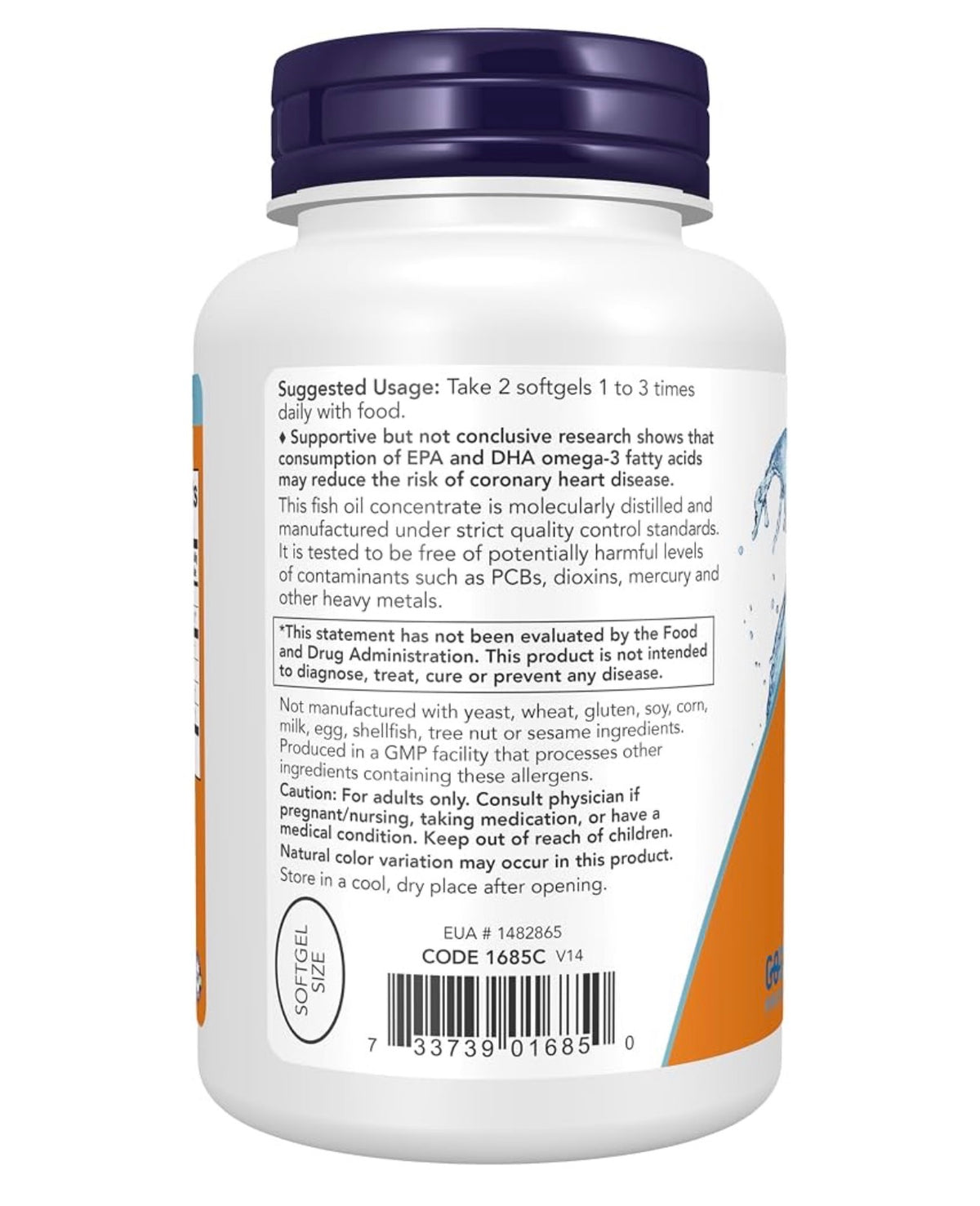 NOW Omega-3 Fish Oil Mini Gels 180 EPA/120 DHA | 500mg per Softgel | Cardiovascular Support | 180 Softgels; Exp 01/2029