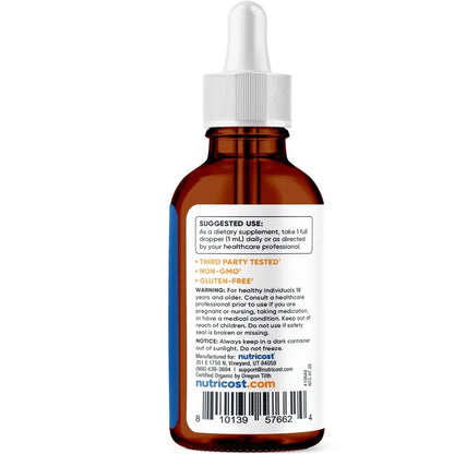 Nutricost Organic Lemon Balm Liquid Extract, Melissa Officinalis | Nervine Herb | Nerve-Soothing Support for Hectic Days & Busy Minds | 115 Servings | 3.8 Fl.oz/115ml; Exp 05/2028