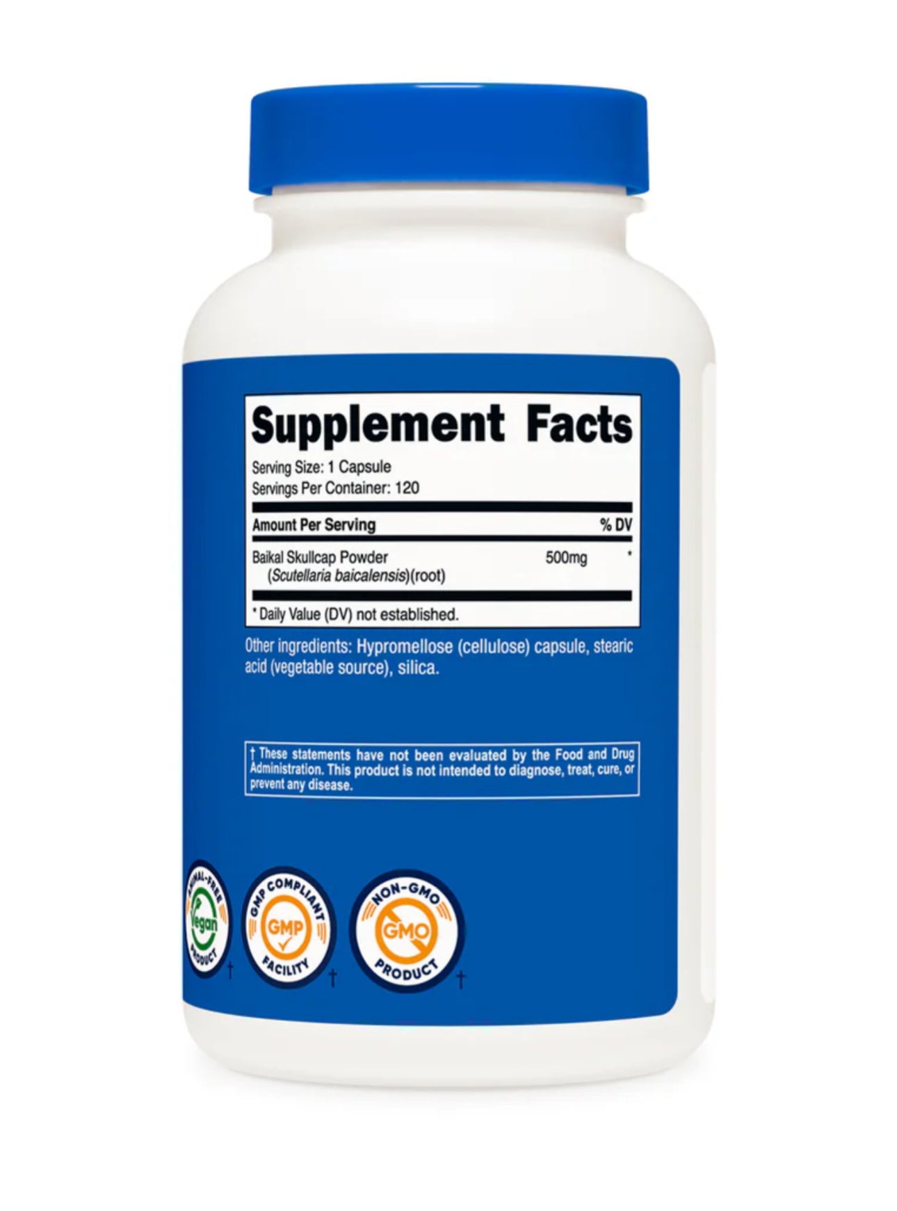 Nutricost Baikal Skullcap 500mg | Chinese Skullcap | Promotes Relaxation, Sleep & Steady Nerves | 120 Capsules; Exp 01/2028