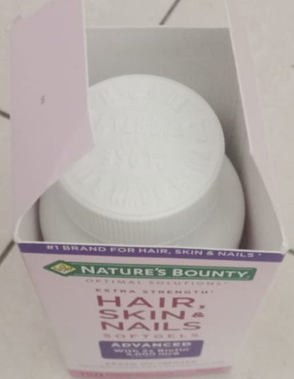 Nature’s Bounty Hair, Skin & Nails Softgels | with 5000mcg Biotin | 150 Softgels TORN PAPERPACK-(see picture)Exp 02/2026