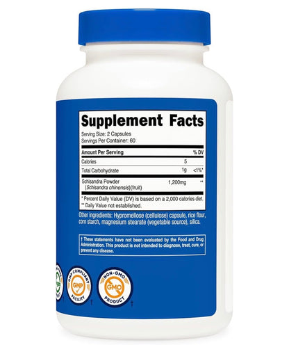 Nutricost Schisandra 1,200mg | Schizandra | Adaptogen | Fights Fatigue | Stress Support | 120 Capsules; Exp 12/2028