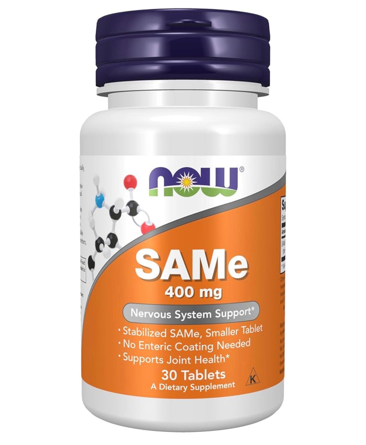 NOW SAMe 400mg ~ S-Adenosyl-L-Methionine | Nervous System Support | 30 Tablets; Exp 06/2028