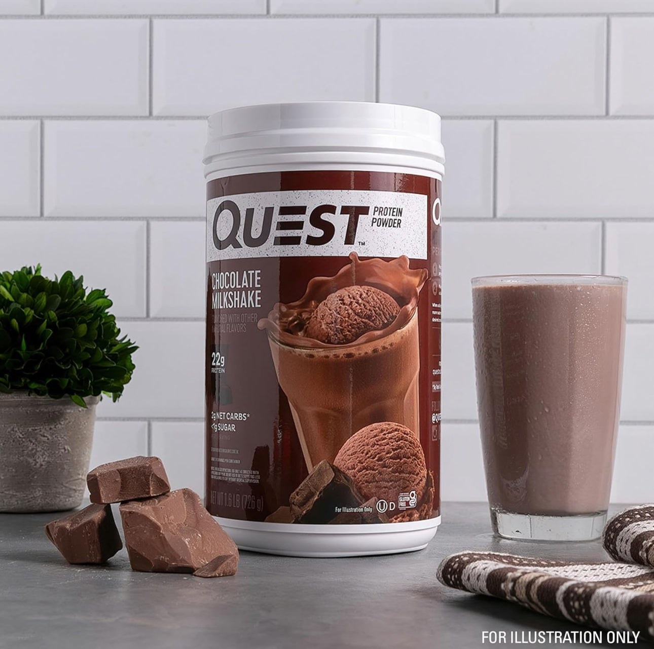 Quest Protein Powder, 22g Protein | With Fast & Slow Absorbing Protein | Chocolate Milkshake~1.6 lb/25.6 oz; Exp 01/2026