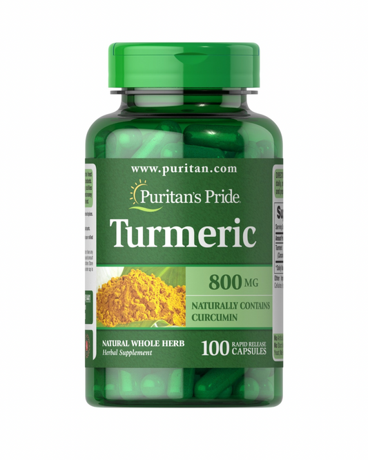 Puritan’s Pride Turmeric Root 800mg | Curcumin | Anti-inflammatory | Antioxidant Support | 100 Rapid Release Capsules; Exp 07/2028