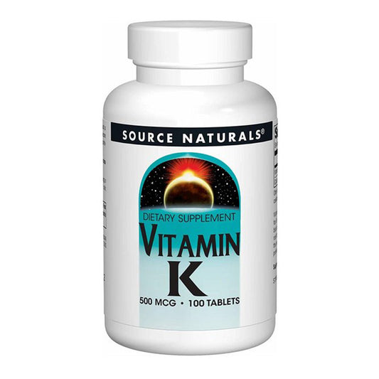 Source Naturals Vitamin K 500mcg | Phylloquinone | Supports Bone and Blood Health | 100 Tablets; Exp 10/2028