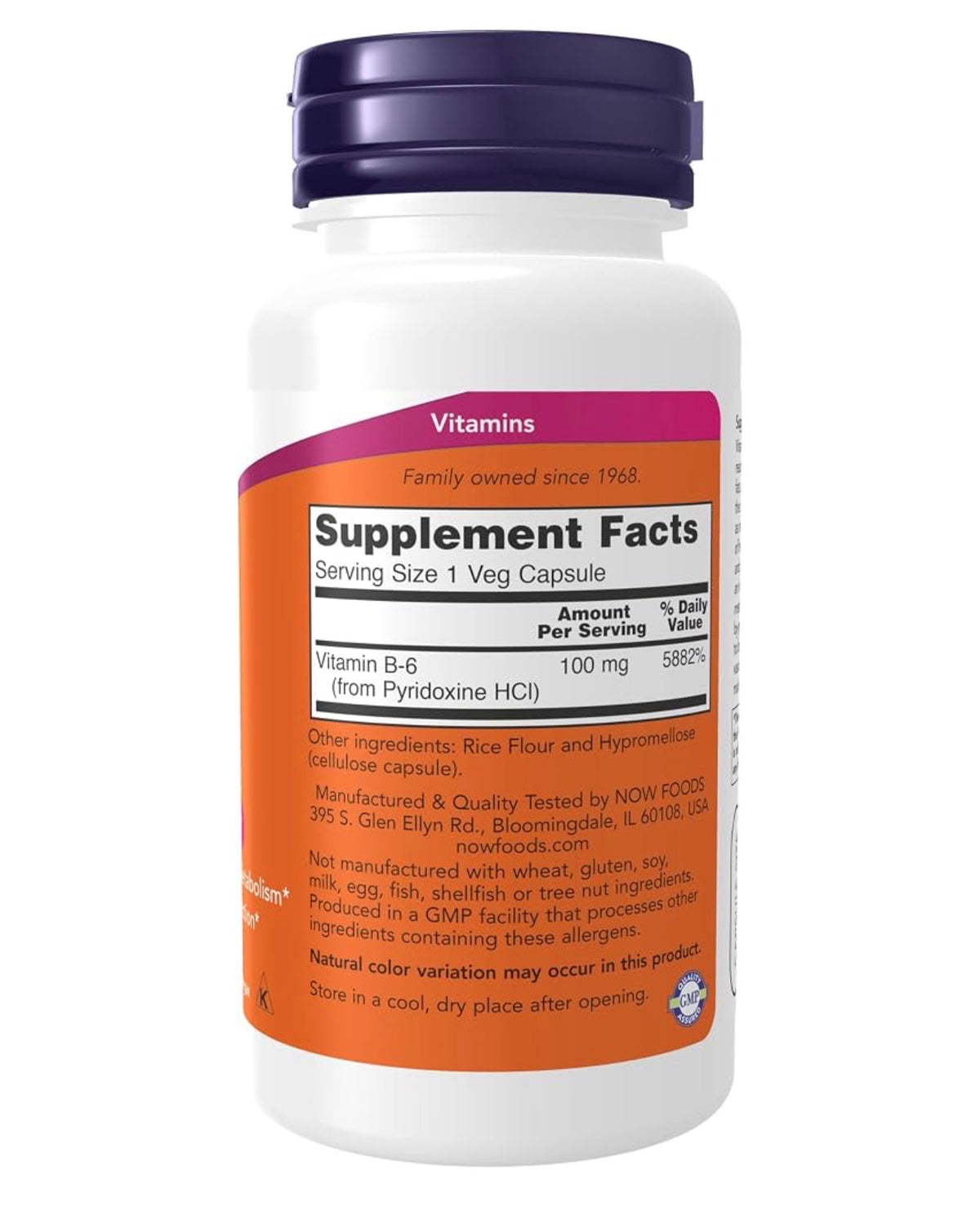 NOW B6 100mg | Supports Healthy Homocysteine Metabolism | 
Important for Nervous System Function | 100 Capsules; Exp 04/2031