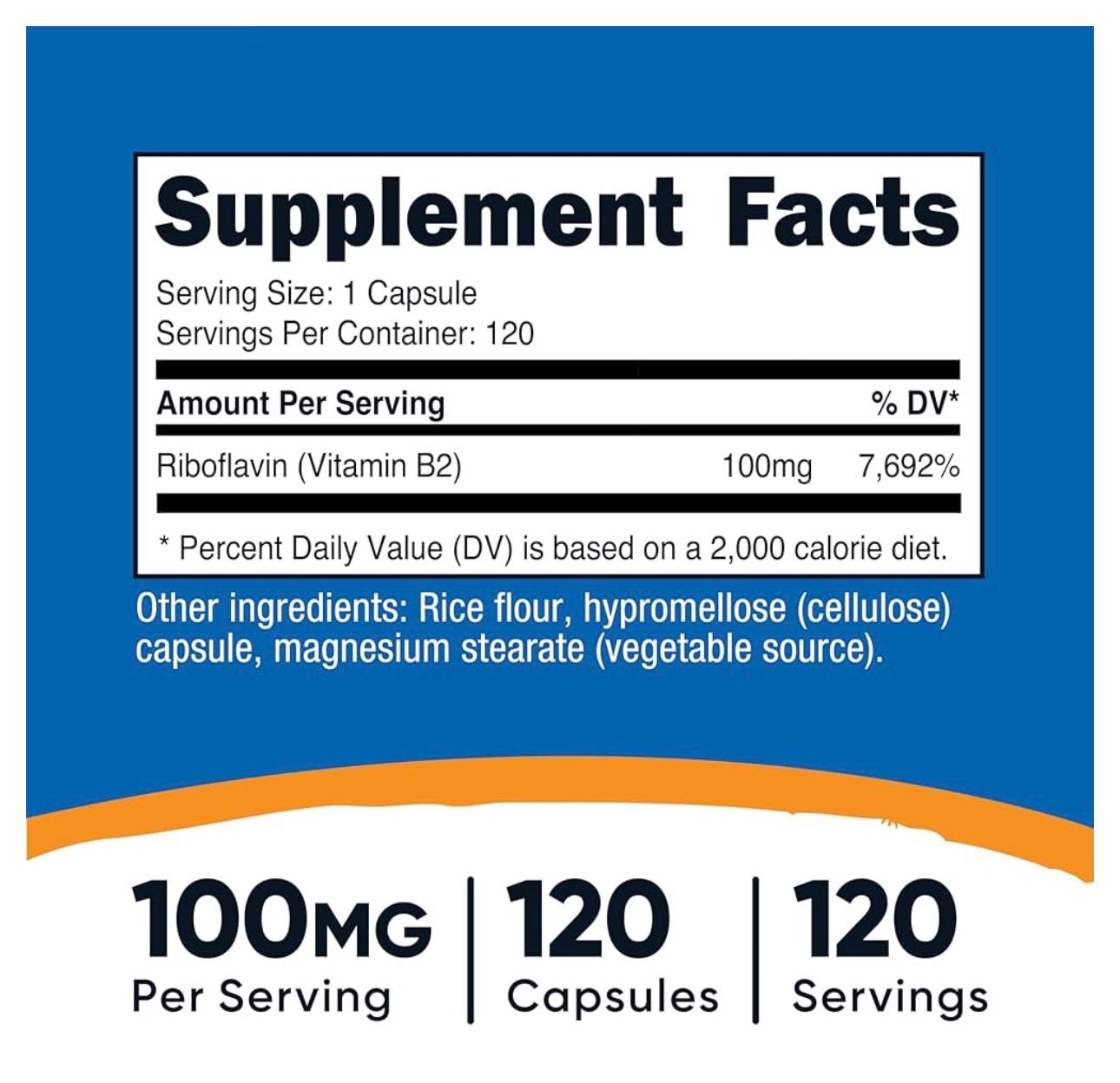Nutricost Vitamin B2 (Riboflavin) 100mg | Supports Energy, Skin, Cellular Health & Nervous System | 120 Capsules; Exp 10/2028