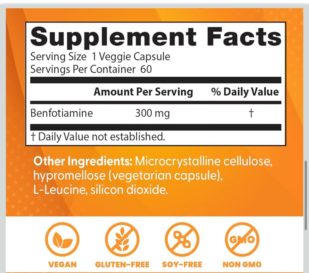 Doctor's Best Benfotiamine 300 with BenfoPure | With L-Leucine | 300mg per Capsule | Helps Maintain Healthy Glucose Metabolism | 60 Capsules; Exp Feb/2027