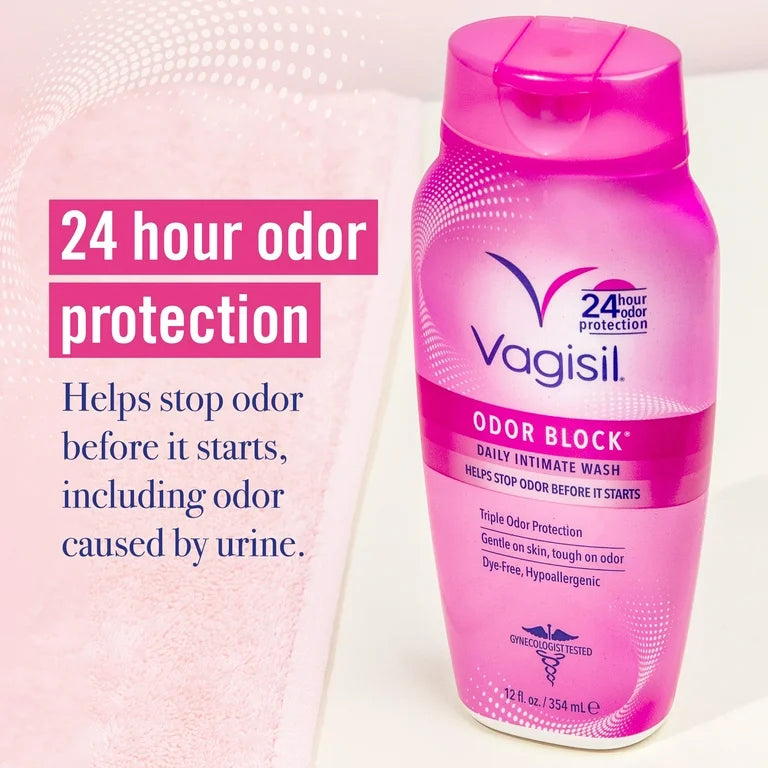 Vagisil Odor Block Daily Intimate Vaginal Feminine Wash | Triple Odor Protection | For a Healthy Microbiome | 12oz/354ml