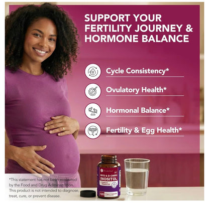 Intimate Rose Myo-Inositol & D-Chiro Inositol with Methylfolate & Vitamin D | Supports Hormonal Balance, Regular Cycles & Ovarian Health | 30-Day Supply | 40:1 Ratio | 120 Capsules; Exp 11/2027