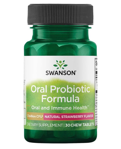 Swanson Oral Probiotic Formula with BLIS K12 | With S. salivarius, L. acidophilus, L. plantarum, L. reuteri, L. paracasei Strains | Support for Oral Cavity & Throat | Natural Strawberry Flavor ~ 30 Chewable Tablets; Exp❗️ UNCLEAR 08/2027 👉🏽Check last pi