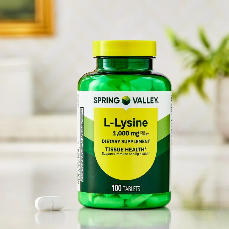 Spring Valley L-Lysine 1000mg | Supports Immune System and Lip Health | Antiviral | 100 Tablets; Exp 07/2028 *New Look