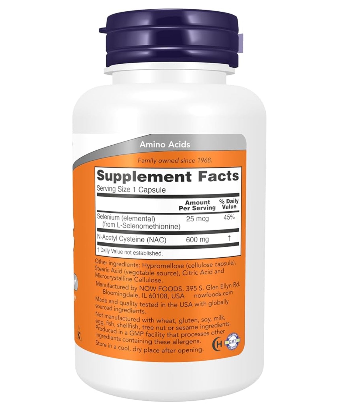 NOW N-Acetyl Cysteine (NAC) 600 mg with Selenium | Antioxidant | Maintains Cellular Health | 100 Capsules; Exp 07/2030