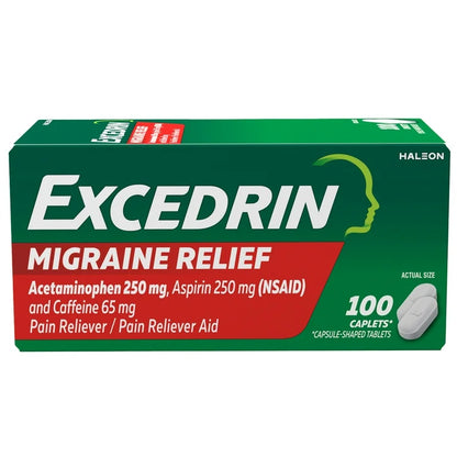 Excedrin Migraine Caplets for Migraine Headache Relief - 100 Caplets; Exp 10/2026