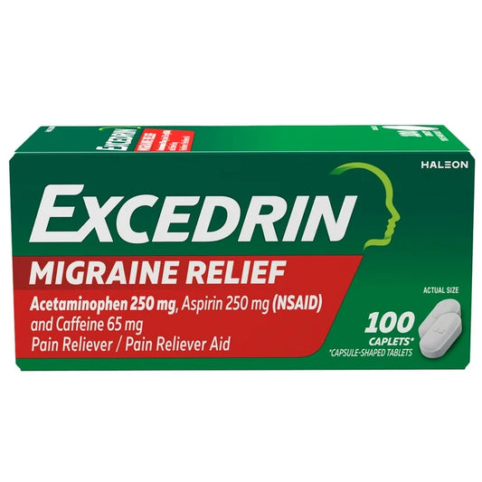 Excedrin Migraine Caplets for Migraine Headache Relief - 100 Caplets; Exp 10/2026