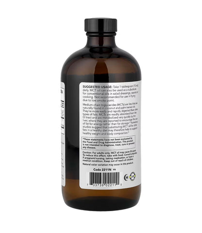NOW MCT Oil  (Medium Chain Triglycerides) | Keto Friendly, Supports Weight Management | Unflavored | Glass Bottle 16oz/473ml; Exp 02/2029