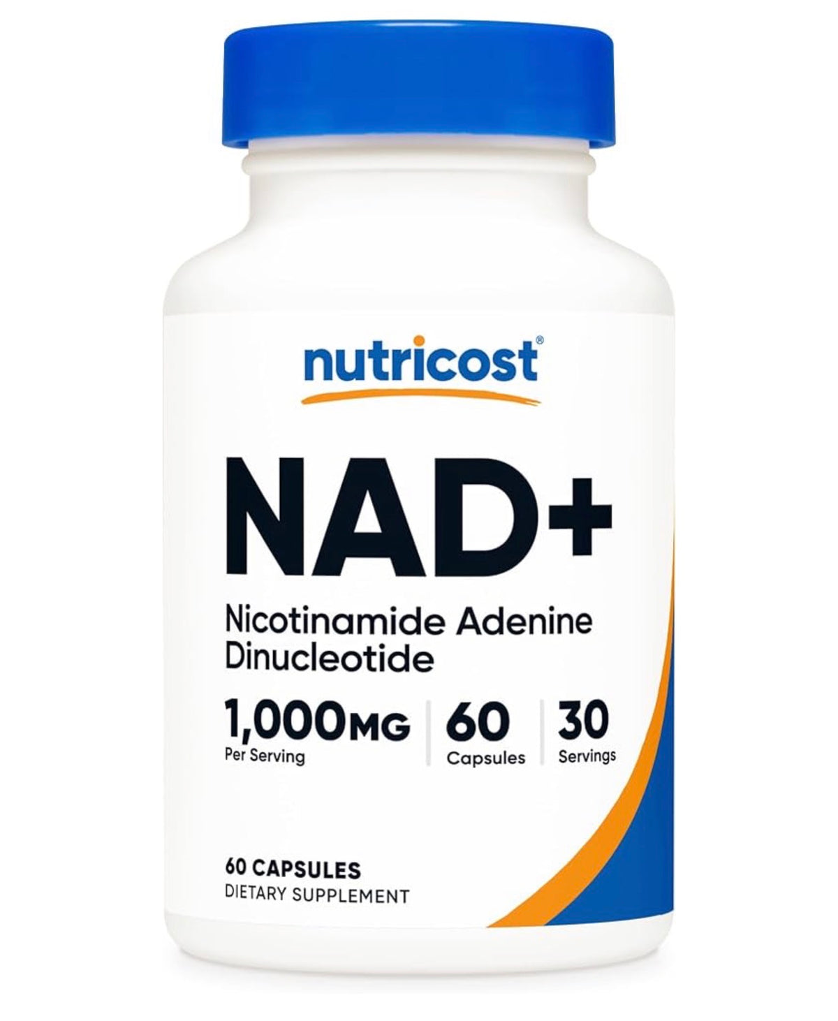 Nutricost NAD+ 1000mg Nicotinamide Adenine Dinucleotide | Promotes Healthy Cellular Metabolism & Energy Production | Helps Fight General Fatigue & Promotes Longevity | 60 Capsules; Exp 04/2029