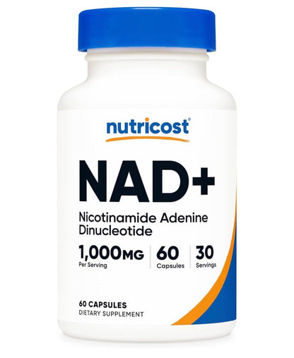 Nutricost NAD+ 1000mg Nicotinamide Adenine Dinucleotide | Promotes Healthy Cellular Metabolism & Energy Production | Helps Fight General Fatigue & Promotes Longevity | 60 Capsules; Exp 04/2029